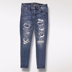 American Eagle Distressed Jegging Jeans Dark Wash Size 4 Short